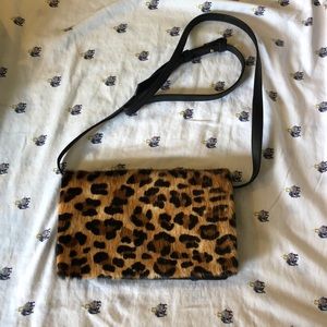 NWOT Banana Republic Leopard clutch/wallet w strap